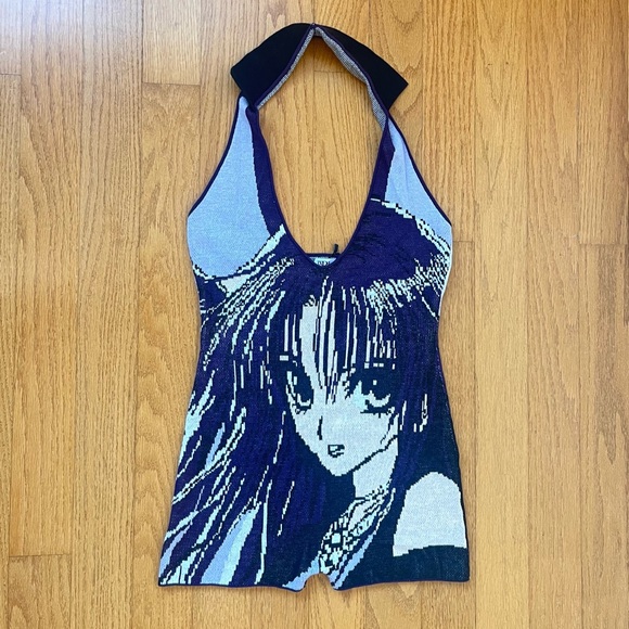 1Xblue Pants - Anime Knit Playsuit